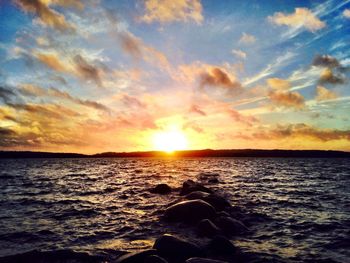 Scenic view of sea at sunset