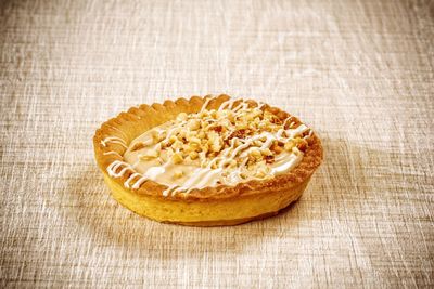 High angle view of sweet food on table