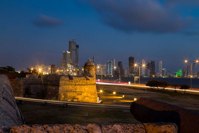 Illuminated city at night