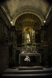 Statue in temple at historic building