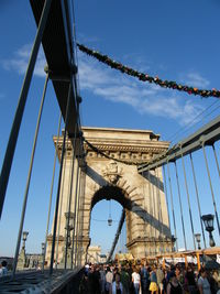 Low angle view of suspension bridge