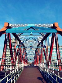 Bridge over footbridge against blue sky