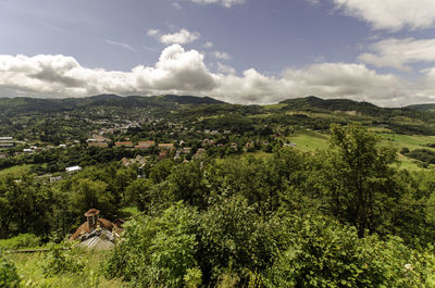 Scenic view of landscape against cloudy sky