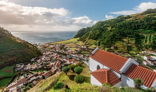 Small village faial da terra  in afternoon light on sao miguel island in the azores