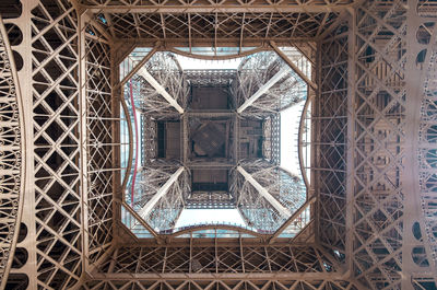 Directly below shot of eiffel tower