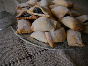 High angle view of bread on table