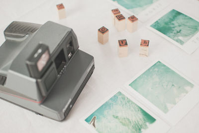 Close-up high angle view of office