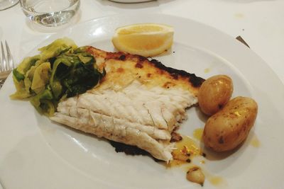 Close-up of served food in plate