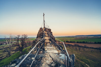 High angle view of townscape against sky during sunset in the harz mountains 