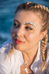 Close-up portrait of a beautiful young woman