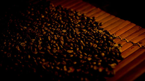 High angle view of coffee beans