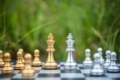 Close-up of chess pieces