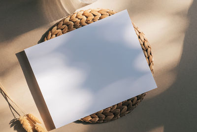 High angle view of gift box