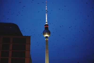 Low angle view of communications tower