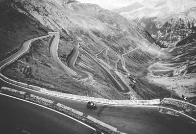 High angle view of winding road on mountain