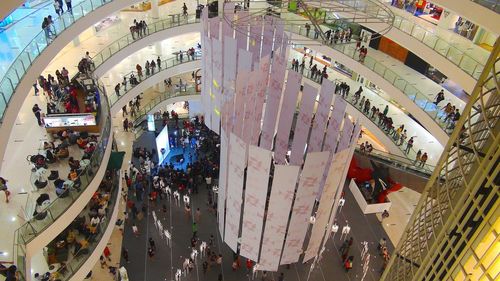 High angle view of crowd in city