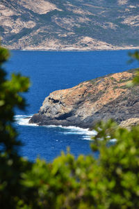 Scenic view of sea and mountains