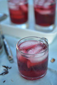 Close-up of drink in glass on table