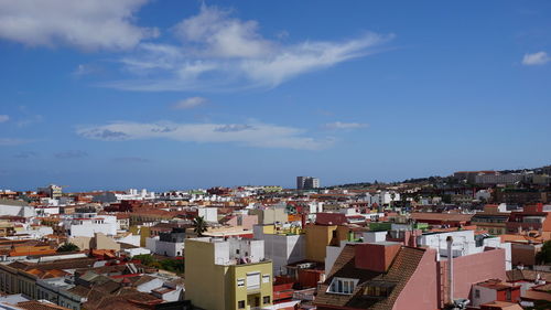 High angle view of townscape against sky