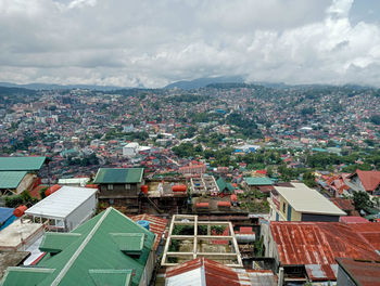 High angle view of townscape against sky baguio city 