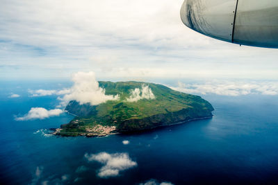 Aerial view of sea against sky