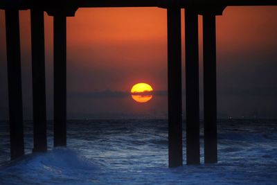 Scenic view of sea at sunset