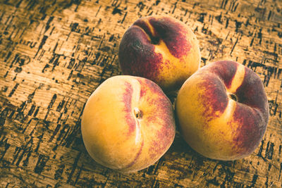 High angle view of apples on table