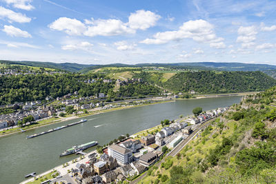 High angle view of townscape against sky