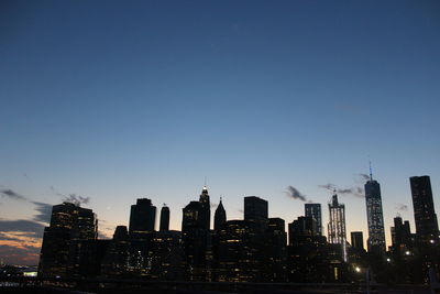 View of modern buildings against clear sky