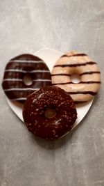 High angle view of donut on table