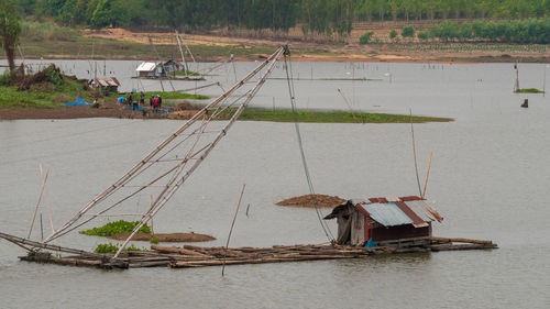 View of fishing boat in lake