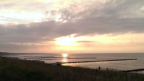 Scenic view of sea at sunset