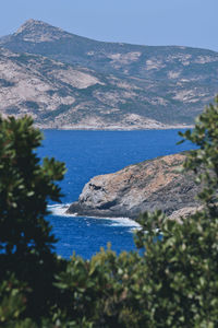 Scenic view of sea and mountains