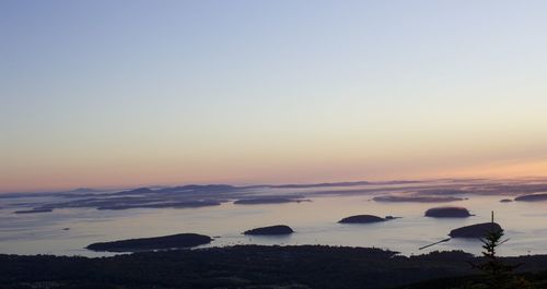 Scenic view of sea at sunset