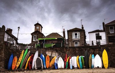 Clothes drying against built structures