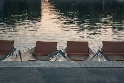 High angle view of boat in lake