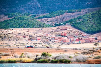 Scenic view of village by buildings