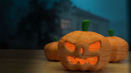 Close-up of pumpkin on table