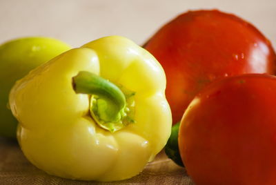 Close-up of tomatoes on table