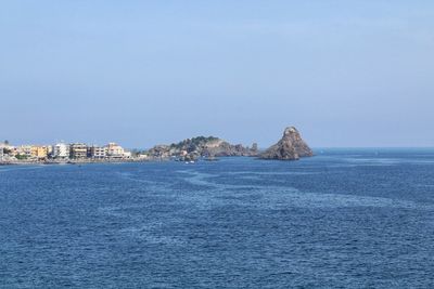 Scenic view of sea against clear sky