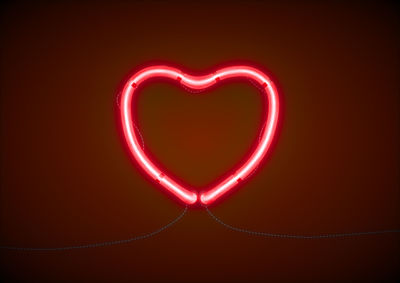 Close-up of heart shape illuminated