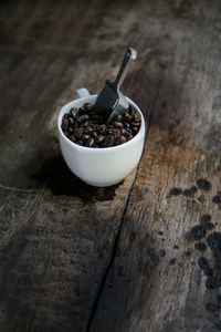 High angle view of breakfast in bowl on table
