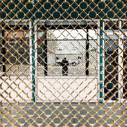 Full frame shot of chainlink fence in cage