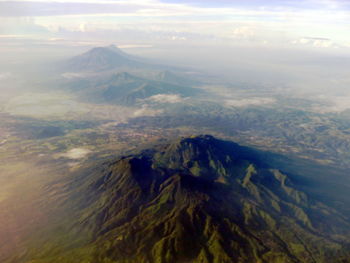 Aerial view of volcanic landscape