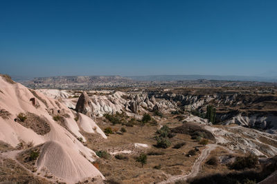 Scenic view of dramatic landscape against clear sky