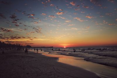 View of beach at sunset