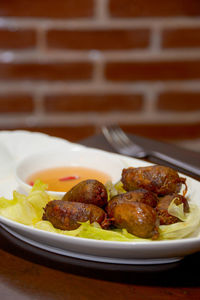 Close-up of meal served in plate