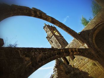 Low angle view of built structure against clear sky