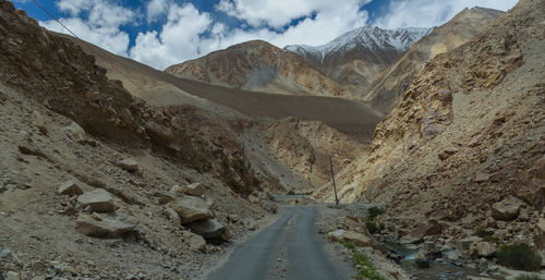 Panoramic view of road amidst desert against sky