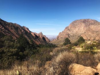 Scenic view of mountains against clear sky